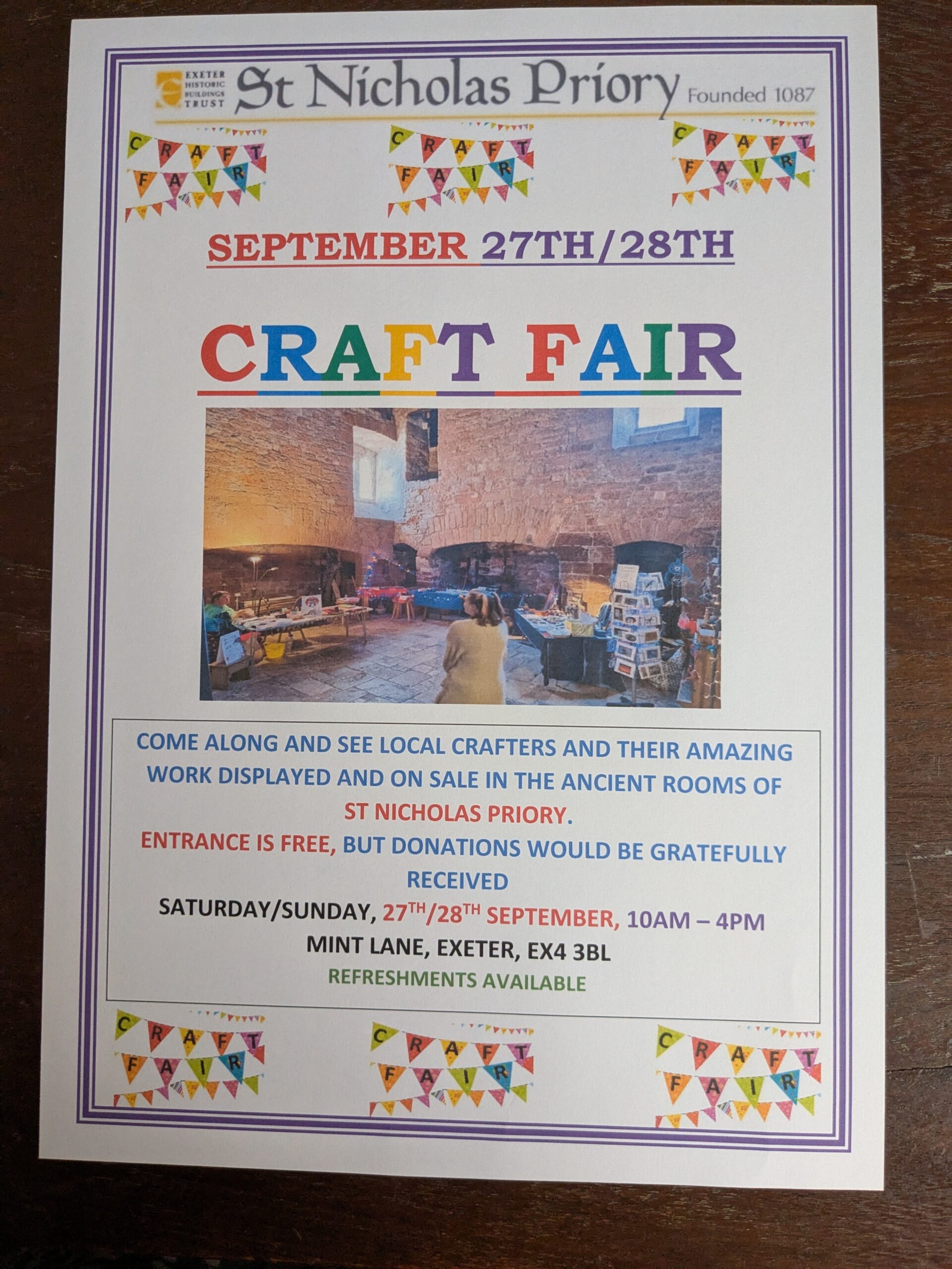 Craft Fair 27th and 28th September